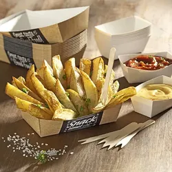 PAPSTAR 500 Pommes-Frites-Trays "pure" 3,5 cm x 7 cm x 9 cm "Good Food" klein
