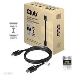 Club 3D HDMI 2.1 Kabel 2m Ultra High Speed 4K120Hz, 8K60Hz St./St. schwarz