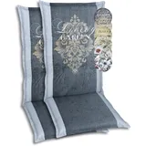 GO-DE Textil Bequeme und attraktive Polsterauflagen für Hochlehner-Gartenstühle (2er-Set, Wappen Living Garden anthrazit, Hochlehner)