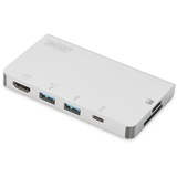 Digitus Multiport Travel Dock, USB-Hub, Dual-Slot-Cardreader, USB-C 3.0 [Buchse] (DA-70867)