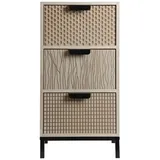 Mobili Rebecca Nachttisch im Industriestil, Aus Holz Und Metall, Mit 3 Schubladen,