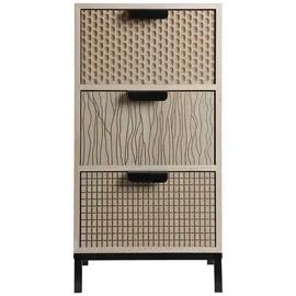 Mobili Rebecca Nachttisch im Industriestil, Aus Holz Und Metall, Mit 3 Schubladen,