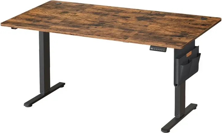 Ochama Höhenverstellbarer elektrischer Schreibtisch, 180 x 80 cm, stufenlos verstellbar, Memory-Funktion mit 4 Höhen, Vintage Braun