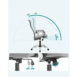 Songmics Bürostuhl, OBN034G01 Stoff grau, Gestell silber
