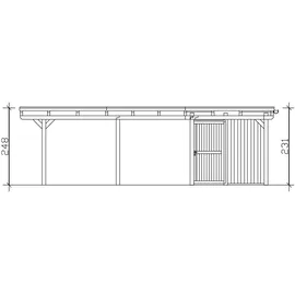 SKANHOLZ Emsland Flachdach Doppelcarport 6,13 x 8,46 m unbehandelt mit Abstellraum