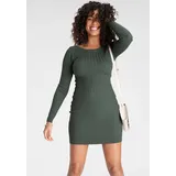 MELROSE Strickkleid Mini Zopfmuster Graugrün 34