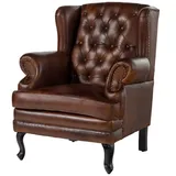 Massivmoebel24 Ohrensessel Echtleder 88x80x108 braun CHESTERFIELD #101