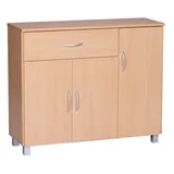 furnicato Sideboard Kommode mit 3 Türen 1 Schublade 90x75x30cm Buche (1 St) braun