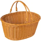 HiyyFloy Picknickkorb Griff, Rattan-aufbewahrungskorb, Einkaufskorb, Gewebt, Leerer Picknick-aufbewahrungskorb Für Brot, Obst, Snacks, Gemüse
