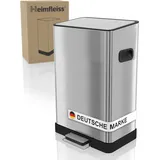 Heimfleiss Heimfleiss® Mülleimer 50L Treteimer | Design Mülleimer Edelstahl Rechteckig | Moderner Abfalleimer mit Deckel für Küche | Großer 50 Liter Tre...