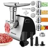 Nictemaw Elektrischer Fleischwolf, professioneller Fleischwolf, Wurst und Fleischwolfmaschine, 500 W Max, 5-in-1 Wurst- und Fleischwolfmaschine mit Wurst