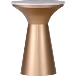Beistelltisch LEONIQUE "Menton", gold (goldfarben, weiß), Tische, mit goldfarbenem Gestell und Terazzo Platte, in elegantem Design
