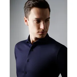 Desoto Langarmhemd "Jerseyhemd Essential Hai langarm", Herren, Gr. 43, N-Gr, blau (solid schwarz navy), Jersey, Obermaterial: 100% Baumwolle, körpernah, 1-Knopf-Manschette, Hemden, Flexibler Stretch