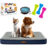 Lovpet LovPet® Hundebett orthopädisches Hundekissen Hundekorb Cookie, Inkl. Napf + 3X Kauknochen, Hundesofa für Kleine, Mittelgroße & Große Hunde, Bezug abnehmbar und waschbar