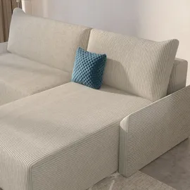 moeblo Eckcouch Cord 2-Sitzer Grau