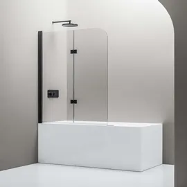 Bernstein Duschabtrennung Bernstein Nano Echtglas 6mm NT209 120x140 cm, Profil Schwarz matt