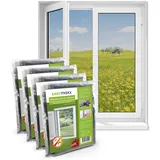 EasyMaxx Fliegengitter für Fenster mit Klettverschluss | Moskitonetz zuschneidbar bis 150x130cm | Einfache Montage des Insektenschutzes - ohne Bohren & Schrauben | Selbstklebendes Klettband [4 Stück]