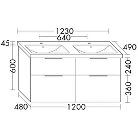 Burgbad Eqio Doppelwaschtisch 123 x 46 cm (SEYT123F2009C0001G0146)
