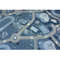 RugsX Antirutsch Teppichboden für Kinder Street Blau 100x150 cm