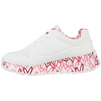 SKECHERS Mädchen Uno Lite Lovely Luv Sneaker, White Synthetic Red Pink Trim, 37