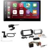 EHO Pioneer SPH-DA160DAB 2-DIN Autoradio CarPlay Android Auto Bluetooth DAB USB passend für Fiat 500 ab 2007 Klavierlack schwarz