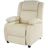 Mendler Fernsehsessel Relaxsessel Liege Sessel Lincoln, Kunstleder ~ creme