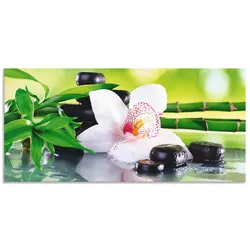 Artland Küchenrückwand »Spa Steine Bambus Zweige Orchidee«, (1 tlg.), Alu Spritzschutz mit Klebeband, einfache Montage Artland grün