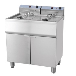 Doppelte elektrische Friteuse auf einem 10 + 10 L Schrank