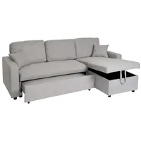 MCW Ecksofa mit Bettkasten MCW-L17, Couch Sofa L-Form, Liegefläche Nosagfederung 228cm ~ grau