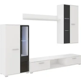 Küchen-Preisbombe TOP Wohnwand Salsa Anbauwand Wohnkombi Wohnzimmer Weiss matt + schwarz