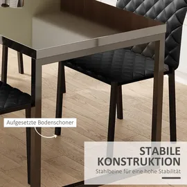 Homcom Esszimmerstuhl, 4er-Set Essstuhl, Gepolsterte Esszimmerstühle, Polsterstuhl mit Stahlbeine, Küchenstuhl für Esszimmer, Kunstleder,