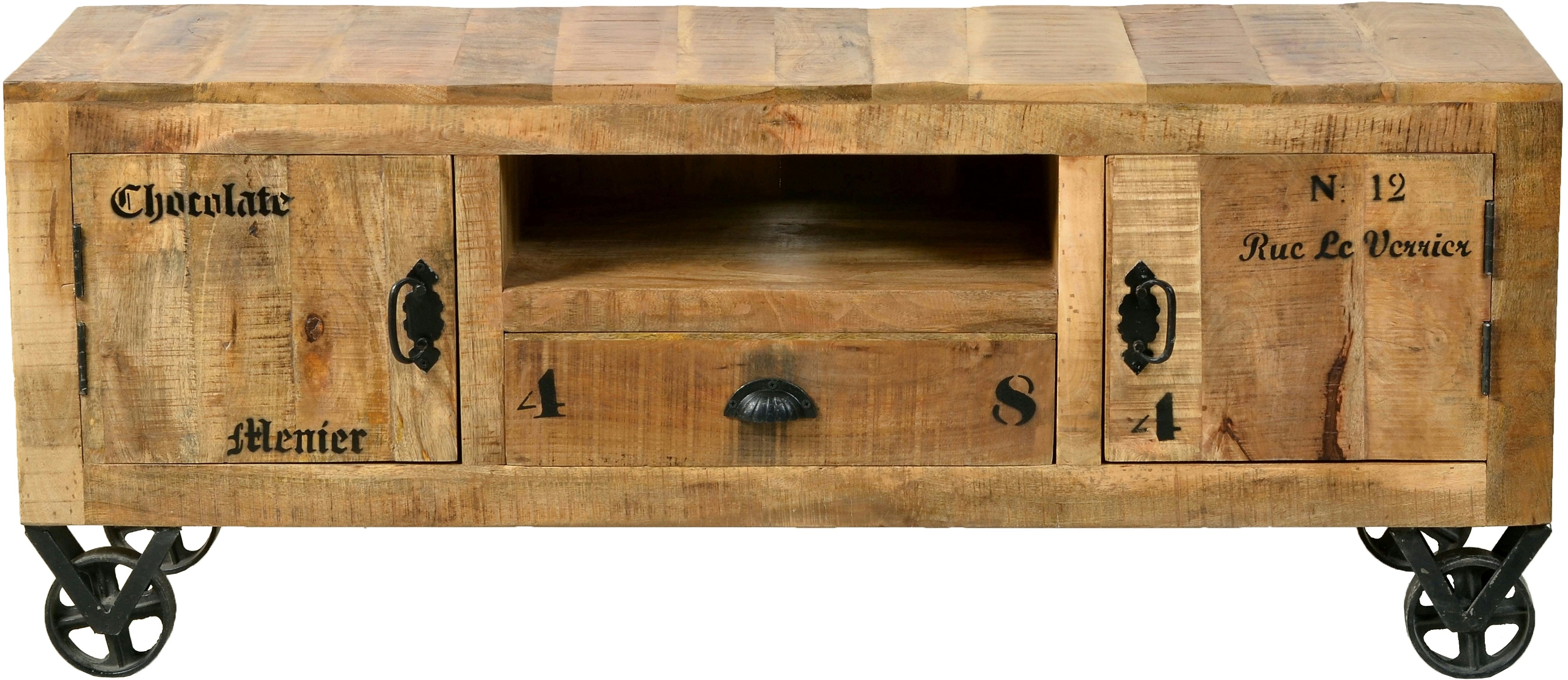 SIT Möbel RUSTIC Lowboard lackiertes Mangoholz | L 140 x B 40 x H 55 cm | natur / antikschwarz | 01915-04 | Serie RUSTIC