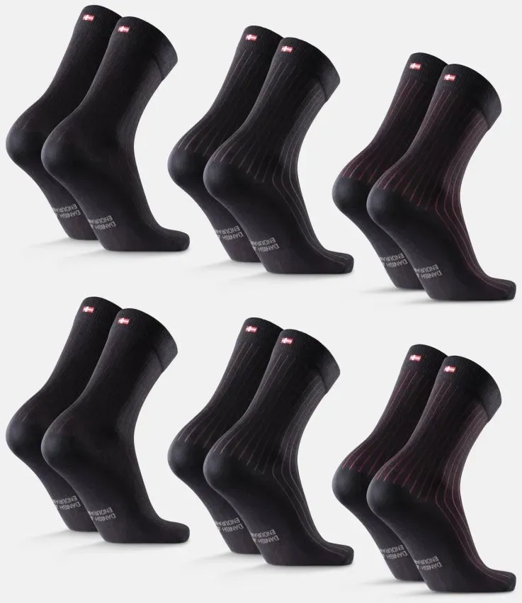KLEIDERSOCKEN AUS BIO-BAUMWOLLE - 6-Pack - Schwarz/Schwarz gestreift | Schwarz/Bordeaux gestreift | Schwarz/Grau gestreift - 39-42