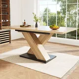 Sweiko Esstisch Teleskoptisch (119-158,5×80cm), Tisch, Küchentisch, Ausziehtisch, mit Hilfe innenliegender Einlegeplatten auf 119-158,5cm auszieh... - Braun