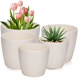 PECZEKO Blumentopf Glänzende, 5er-Set blumenkübel, 12/13/15/18/21 cm Pflanzkübel aus Übertopf Kunststoff Topf für, groß und klein Pflanzen, 5er-Set blumenkübel kräutertopf, Grün