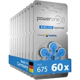 Varta Power One Hörgerätebatterien Typ 675 blau, Batterien 60 Stück Vorratspack, wireless approved, Größe p675 für Hörgeräte und Hörhilfen, high hearing level, quecksilberfrei, Made in Germany