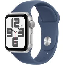 Apple Watch SE 2024 GPS 40 mm Aluminiumgehäuse Silber, Sportarmband Denim M/L