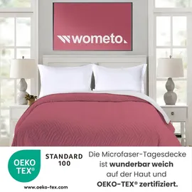 Wometo Tagesdecke 220 x 240 cm rosa/grau