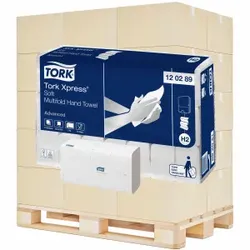 Tork Xpress® Papierhandtuch, Multifold H2, 21 x 25,5 cm, weiß, 2-lagige Papierhandtücher für mittlere Besucherfrequenz und Kosteneinsparung, 1 Palette = 32 Kartons à 21 Packungen