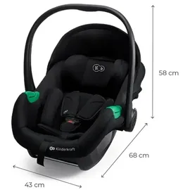 Kinderkraft MINK PRO 2 40-87 cm Autositz, Tragesitz von Geburt an Gruppe 0+, verstellbares Kopfpolster, Einlage für die Kleinsten im Lieferumfang enthalten, Schwarz
