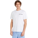 Tommy Jeans Herren T-Shirt Kurzarm Linear Chest Rundhalsausschnitt, Weiß White M