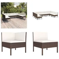 vidaXL 9 tlg. Garten Lounge Set mit Auflagen Poly Rattan Braun - Garten-Sofagarnitur - Garten-Sofagarnituren - Gartensofa-Set - Gartensofa-Sets - Braun