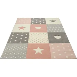 MERINOS "Pastel Kids 20339" Gr. 2, grau - Polypropylen - 80 x 150 cm - Herzen und Sterne