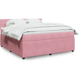 vidaXL Boxspringbett mit Matratze Rosa 180x200 cm Samt