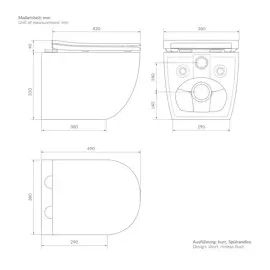 luxebath Spülrandloses Wand Hänge WC Toilette kurze Ausladung Tiefspüler Softclose