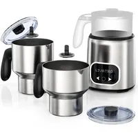 Livatro Milchaufschäumer Elektrisch Doppelbechern 600ml & 400ml, Milchaufschäumer Induktion ohne Anbrennen, Milchschäumer mit Edelstahl,Spülmaschinenfest,für Milchschaum heiss, kalt, heiße Schokolade