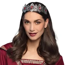 Boland 64570 - Königin Krone, Haarreif mit Schmucksteinen, Prinzessin, Zubehör für Faschingskostüme, Karneval und Mottoparty