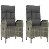 vidaXL Polyrattan Gartenstühle 57 x 62,5 x 109 cm grau 2 St.