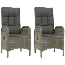 vidaXL Polyrattan Gartenstühle 57 x 62,5 x 109 cm grau 2 St.