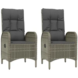 vidaXL Polyrattan Gartenstühle 57 x 62,5 x 109 cm grau 2 St.